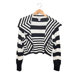 J'Envie New York Striped Open Front Cropped Cardigan Sweater Medium